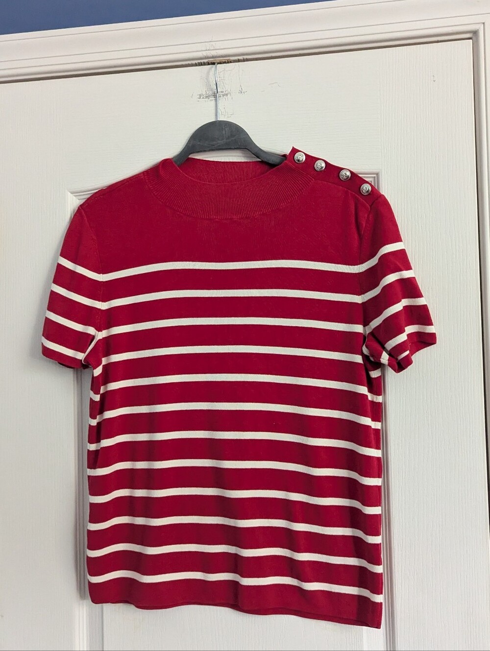 Talbots Bright Red Ribbed Crewneck Sweater